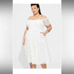 New torrid midi lace off shoulder skate dress sz 4